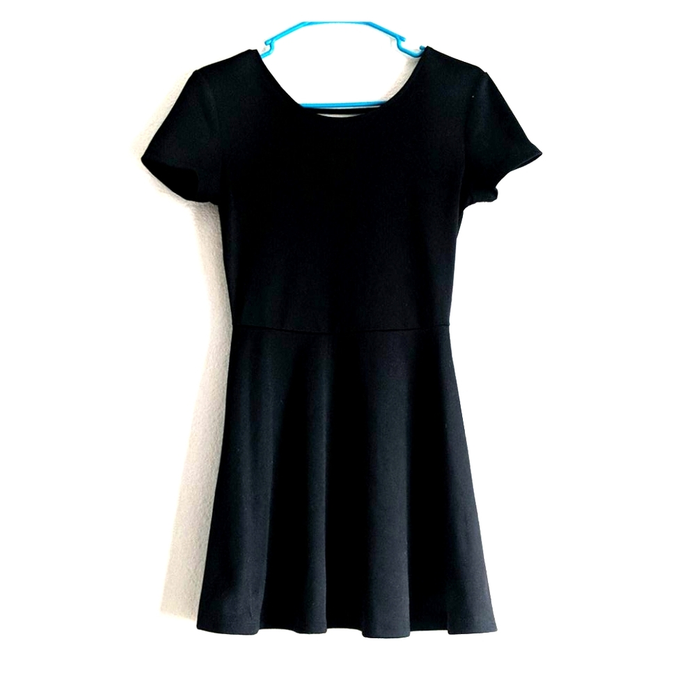 Black high waisted mini dress